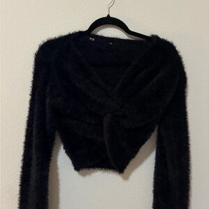 Black Fuzzy Women's Sweater